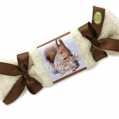 Sheep milk soap 100g in a washcloth "Winterliche Grüße", Swiss pine 