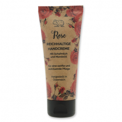 Handcreme mit biologischer Schafmilch 75ml "Wohlfühlzeit", Rose mit Blüten 
