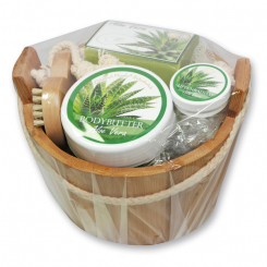 Wooden basket set 6 pieces, Aloe Vera 