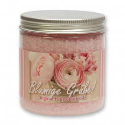 Badesalz 300g in der Dose "Blumige Grüße", Pfingstrose 