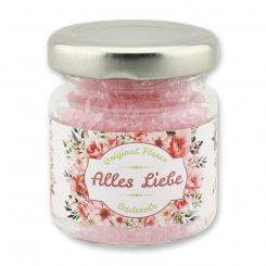 Bath salt 60g in a glass jar "Alles Liebe", Rose Diana 