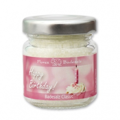 Bath salt 60g in a glass jar "Happy Birthday", Classic 