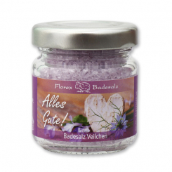Bath salt 60g in a glass jar "Alles Gute", Viola 