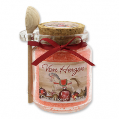 Bath salt 300g in a glass jar with a wooden spoon "Von Herzen", Pomegranate 