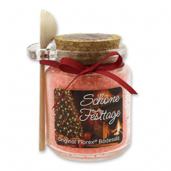 Badesalz 300g im Glas mit Holzlöffel "Schöne Festtage", Granatapfel 