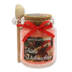 Badesalz 300g im Glas mit Holzlöffel "Frohe Weihnachten", Granatapfel 