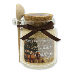 Badesalz 300g im Glas mit Holzlöffel "Schöne Festtage", Zirbe 