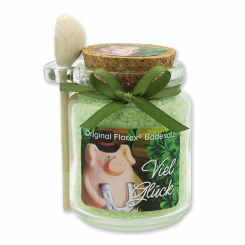 Bath salt 300g in a glass jar with a wooden spoon "Viel Glück", Verbena 