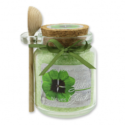 Badesalz 300g im Glas mit Holzlöffel "Neues Jahr Neues Glück", Eisenkraut 