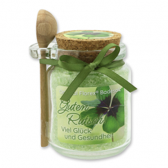 Badesalz 300g im Glas mit Holzlöffel "Guten Rutsch! Viel Glück und Gesundheit", Eisenkraut 