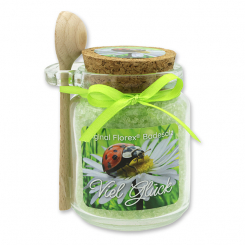 Bath salt 300g in a glass jar with a wooden spoon "Viel Glück", Verbena 