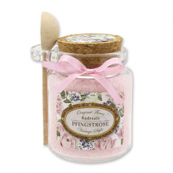 Bath salt 300g in a glass jar with a wooden spoon "Vintage motif 144", Peony 