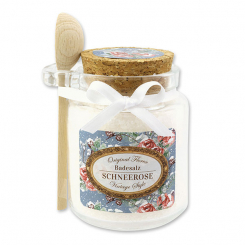 Bath salt 300g in a glass jar with a wooden spoon "Vintage motif 211", Christmas rose white 