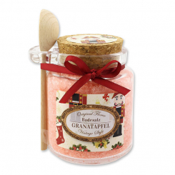 Bath salt 300g in a glass jar with a wooden spoon "Vintage motif 89", Pomegranate 