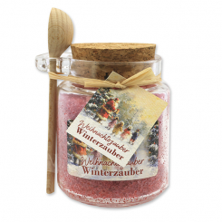 Badesalz 300g im Glas mit Holzlöffel "Weihnachtszauber-Motiv 15", Winterzauber 