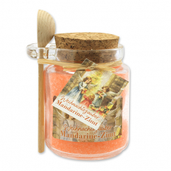 Badesalz 300g im Glas mit Holzlöffel "Weihnachtszauber-Motiv 18", Mandarine-Zimt 