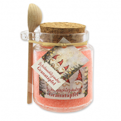 Badesalz 300g im Glas mit Holzlöffel "Weihnachtszauber-Motiv 23", Granatapfel 