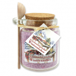 Bath salt 300g in a glass jar with a wooden spoon "Christmas magic motif 26, Winter Magic 