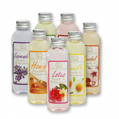 Shower- & foam bath with organic sheep milk 75ml, sorted 