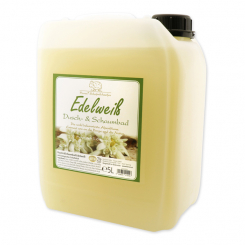 Shower- & foam bath with organic sheep milk refill 5L in a canister, Edelweiss 