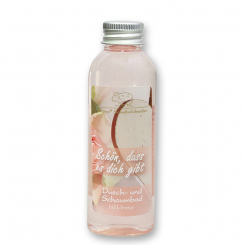 Shower- and foam bath with sheep milk 75ml "Schön, dass es dich gibt", Wild rose 