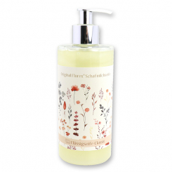 Flüssigseife mit biologischer Schafmilch, 400ml im Spender  'Blütenzart' mit Motiv 2, Classic 