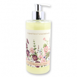Flüssigseife mit biologischer Schafmilch, 400ml im Spender  'Blütenzart' mit Motiv 6, Classic 