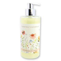 Flüssigseife mit biologischer Schafmilch, 400ml im Spender  'Blütenzart' mit Motiv 8, Classic 