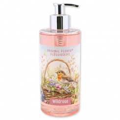 Flüssigseife mit biologischer Schafmilch 400ml "Naturzauber Motiv 11", Wildrose mit Blüten 
