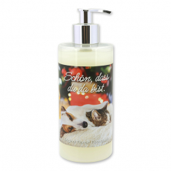 Liquid sheep milk soap 400ml in a dispenser "Schön, dass du da bist", Classic 