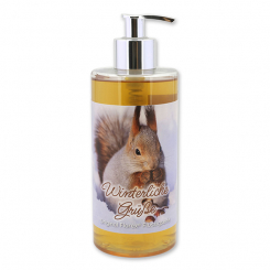 Liquid sheep milk soap 400ml in a dispenser "Winterliche Grüße", Swiss pine 
