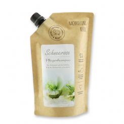 Pflegeshampoo Hair & Body mit biologischer Schafmilch 500ml im Nachfüll-Beutel, Schneerose 