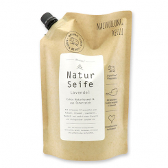 Echte flüssige Naturseife mit Schafmilch 1l im Nachfüll-Beutel, Lavendel 