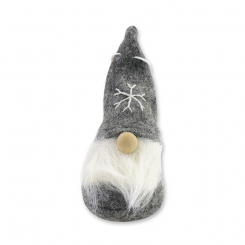 Wichtel "Stoff-Santa" 10cm, grau 