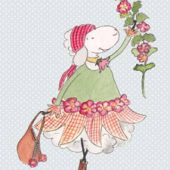 Lina's greeting card, "Stockrosen Lina" 