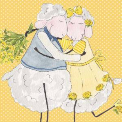 Lina's greeting card, "Rosen Paar" 