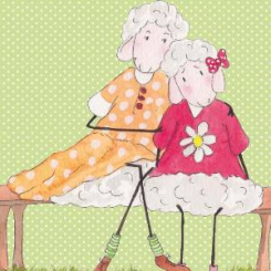 Lina's greeting card, "Lina mit Freundin" 