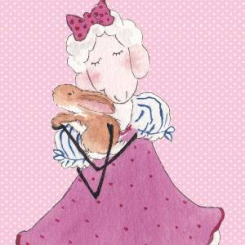 Lina's greeting card, "Lina mit Hase" 