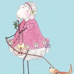 Lina's greeting card, "Lina mit Hund" 