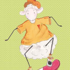 Lina's post card, "Lina mit Skateboard" 