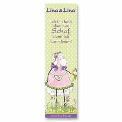 Lina's book mark, "Ich bin kein dummes Schaf, denn ich kann lesen" 