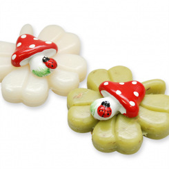 Sheep milk cloverleaf soap 32g decorated with a mushroom, Classic/verbena 