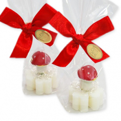 Sheep milk cloverleaf soap 14g Classic, decorated with a mushroom in a cellophane, Classic 