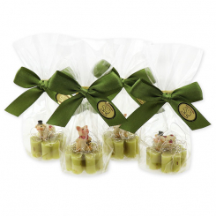 Sheep milk cloverleaf soap 14g decorated with a pig in a cellophane, Verbena 