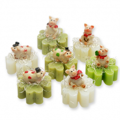 Sheep milk cloverleaf soap 14g decorated with a pig, sorted 