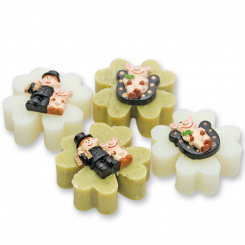 Sheep milk cloverleaf soap 25g decorated with a lucky charm, Classic/verbena 