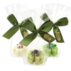 Sheep milk cloverleaf soap 14g decorated with a lucky charm in a cellophane, sorted 