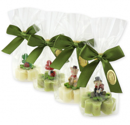 Sheep milk cloverleaf soap 25g decorated with a cloverleaf in a cellophane, Classic/verbena 