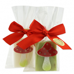 Sheep milk soap 25g decorated with a mushroom in a cellophane, Classic/verbena 