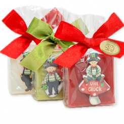 Sheep milk soap 35g decorated with a chimney sweeper in a cellophane, sorted 